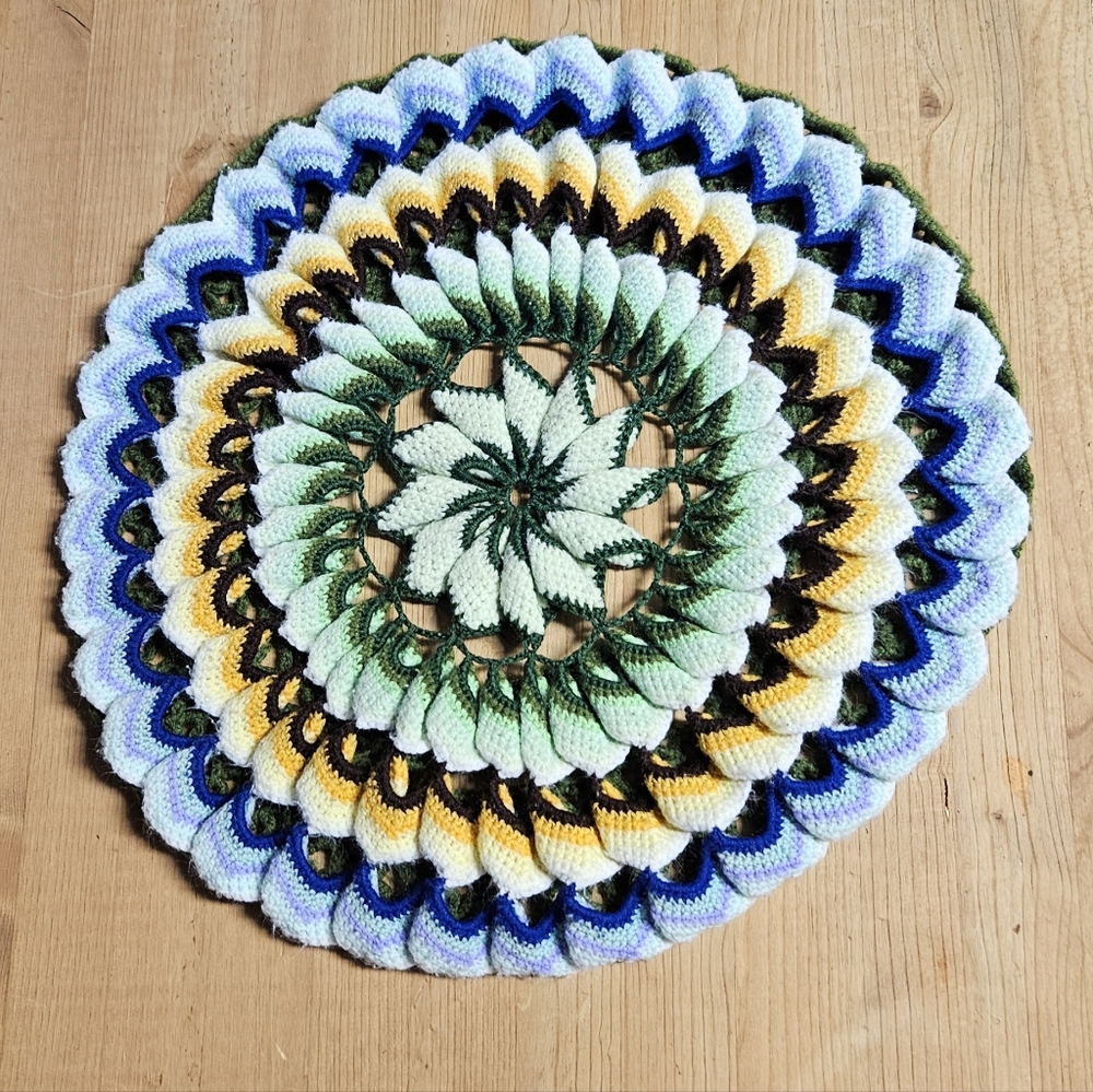 Multicolor Crochet Cushion Cover,Vintage 15-inch